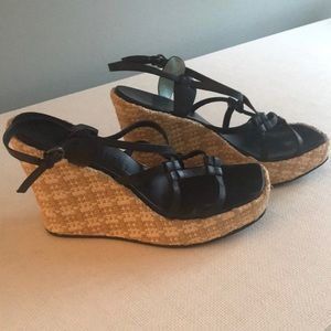 Black wedge platform sandals